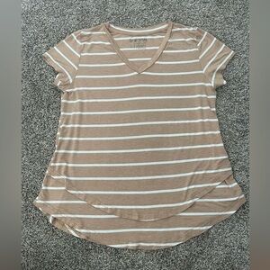 Women’s Latched Mama Striped Nursing Tee Shirt TN/White Size L